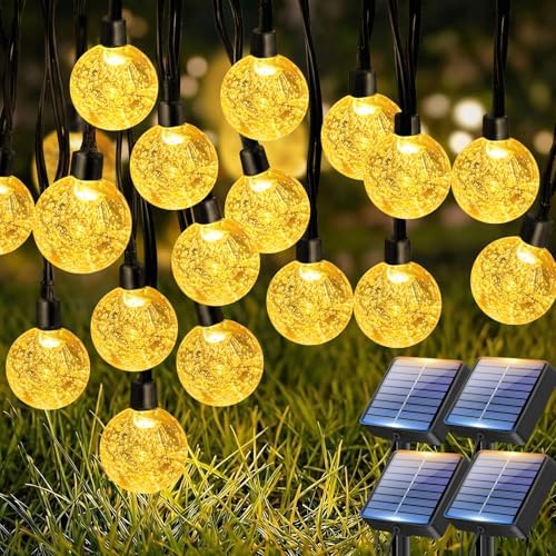 btfarm 4 Pack Solar String Lights Outdoor, Total 196FT 200LED Crystal Globe by btfarmdecorativelighting