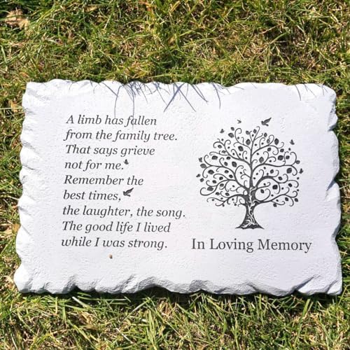 11.8 inches Long Tree of Life Song Polyresin Memorial Garden Stone, Memorial Stones for Loved Ones Outside, Memorial plaques, Sympathy Gifts for Loss of Loved one, Memorial Gifts (Grey Tree) - Image 6