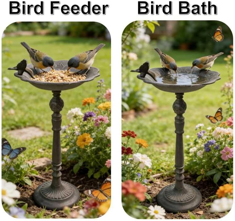 Classic Copper Bird Bath for Outdoors 22 Inch, Weather-Resistant Bird Feeders Decor for Garden, Patio​ or Yard - Image 3