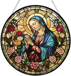 Virgin Mary Stained Glass Window Hanging Stained Glass Suncatcher Birthday Gift for Mom Grandma Teacher Women Friend Memorial Hook by 365CUSGIFTS