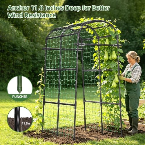 Garden Arch Trellis 71×43×83in PE Coated Metal Arbor for Outdoor Vines - Image 4