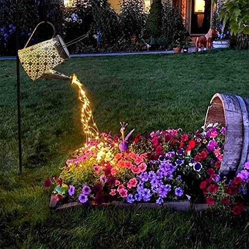 VOOKRY Solar Watering Can Lights, Large Retro Metal Hanging Solar Lights Outdoor Waterproof, Gifts for Women Mom Grandma Birthday, Outside Yard Garden Porch Lawn Patio Decoration, Warm White by VOOKRY