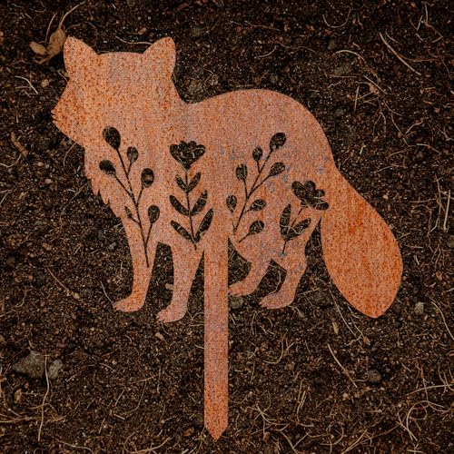 Animal Floral Metal Garden Stake | Raw Metal Patinas Over Time | Yard Art Decor Spring Summer Decorations Flower Bed Plant Stakes Marker (Racoon) - Image 7