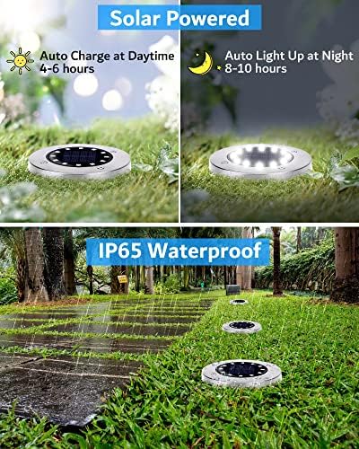 Biling Solar Ground Lights Outdoor Bright Waterproof 8 Pack White - Image 3