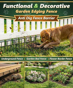 HIHADUUM 20Ft(L) X 13Inch(H) Animal Barrier Fence - 14 Pack Garden Fence Panels, Metal Garden Edging Fence Border No Dig Fencing for Dog Rabbits Ground Stakes Defense and Outdoor Patio Fence Extension - Image 6
