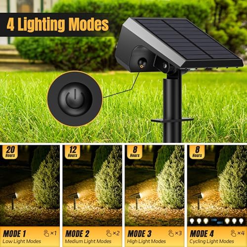 Solar Spot Lights Outdoor Waterproof, 10 Pack, 118 LED Warm White - Image 3