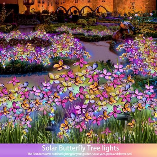Solar Garden Lights Outdoor, Waterproof Solar Butterfly Lights 4 Pack Willow Vine Light with 80 LED 33 Butterfly Colorful Lighting for Garden Yard Lawn Outdoor Decor, Gift for Mom Women Mother's Day - Image 5