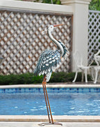 TERESA'S COLLECTIONS Garden Decor Blue Heron Sculptures & Statues,24.5" Coastal Metal Heron Decoy for Outdoor Outside Vivid Bird Metal Yard Art Cranes Patio Pond Pool Lawn Decorations,Gift for Mom - Image 3