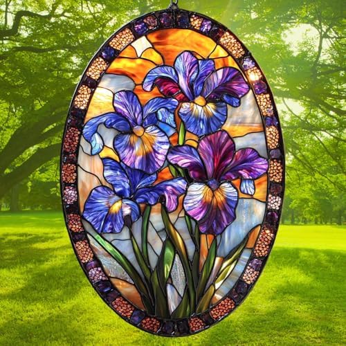 Purple Iris Flower Acrylic Suncatcher - Image 3