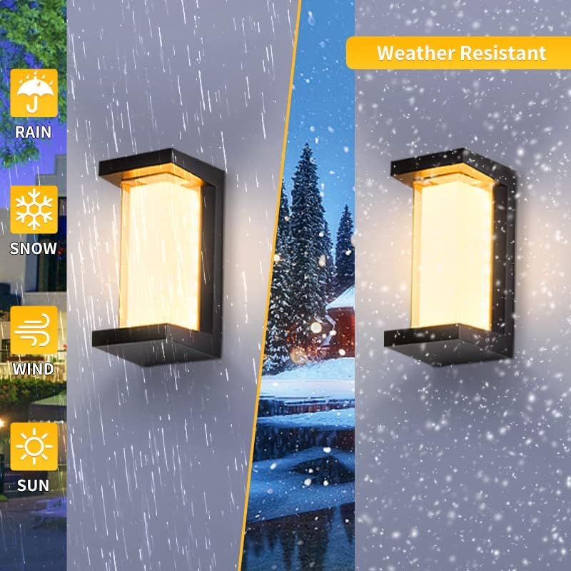 3000K LED 18W Aluminum Rectangular Outdoor Wall Sconce Exterior Light Outside Light Fixture, Black with Warm White, IP64 Waterproof Wall Lights for House Patio Porch Garage - Image 4