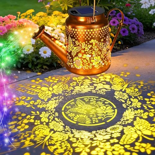 Butterfly Solar Lights Outdoor Solar Watering Can Lights with Shepherd Hook - Image 2