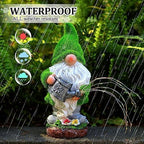 VChymm Flocked Solar Garden Gnomes Outdoor Statues-11.8‘’Outdoor Garden Decor-LED Outdoor Decor Light-Unique Housewarming Gifts Yard Art Sculptures for Patio Lawn Ornaments - Image 5