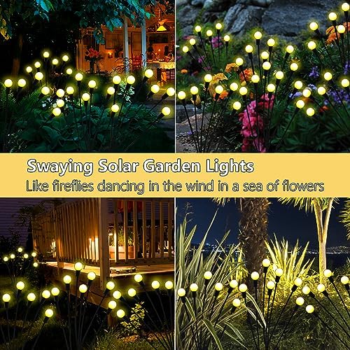 Solar Garden Lights Outdoor, 4 Pack 40 LED Solar Firefly Lights Waterproof, Sway by Wind, Swaying Light for Yard Patio Backyard Garden Planter Flower Bed Pathway Outdoor Decoration (Warm White) - Image 5