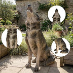 29.72" H x 17.91" L Wolf Sculpture Weather Resin Patio Plant, Grey - Image 3