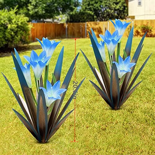Homight Metal Agave Plants Outdoor Decor Mexican Yard Art Plants Garden Decor for Outside Metal Art Flowers Gifts for Butterflies Bees Birds for Gifts (2 Big&Lily) - Image 2