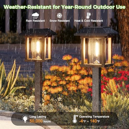 XMCOSY+ 4-Pack Solar Pathway Lights Outdoor, 25 Lumens Solar Garden Lights - Image 6