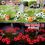 Kohlrabi Halloween Decorations Outdoor, 8 Pack 48 LED Solar Red Scary Eyeball Swaying Lights, Solar Firefly Light Waterproof Outdoor Lights for Yard Garden Party - Image 3