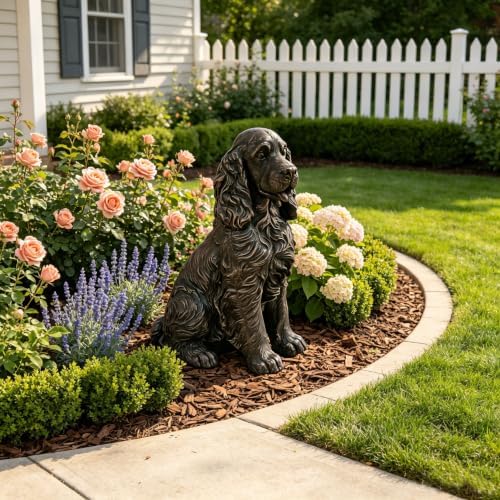 18" Resin Cocker Spaniel Dog Statue Hunting Sculpture Vintage Bronze - Image 3