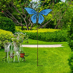 Garden Decor Metal Yard Stakes Spring Lawn Art Decorative Plant Stake Indoor Outdoor Ornaments Decoration for Patio Pathway Backyard (Blue + Green Butterfly) - Image 5
