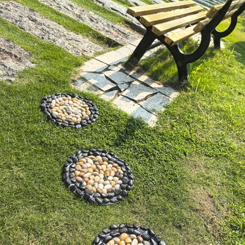 Garden Path Stepping Stone-12 inch Round Therapeutic Massage Stones,3pcs Outdoor Decorative Stone Mats for Yard Pathway, Non-Slip Acupresure Floor - Image 5