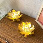 JHY DESIGN Set of 2 Gold Lotus Table Lamp Battery Powered 6''Tall Cordless Lamp Light Battery Operated Great for Living Room Bedroom Weddings Parties Patio Events Indoors Outdoors - Image 3