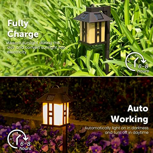 GIGALUMI Japanese Decor Solar Lights for Outside, Pathway Lights 4 Pack - Lawn/Patio/Yard/Walkway/Driveway Decoration - Image 4