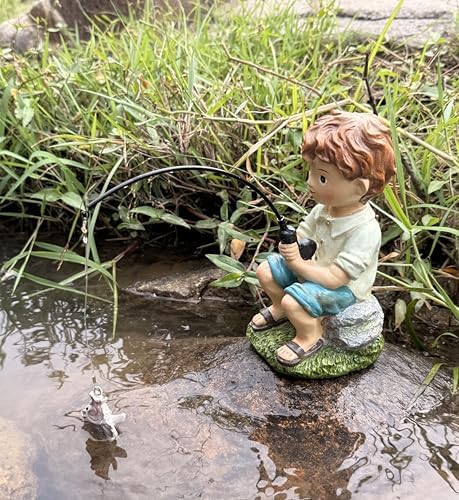 coolboy Garden Pond Boy Fishing Outdoor Statue,Yard Koi Pond Decorations - Image 5