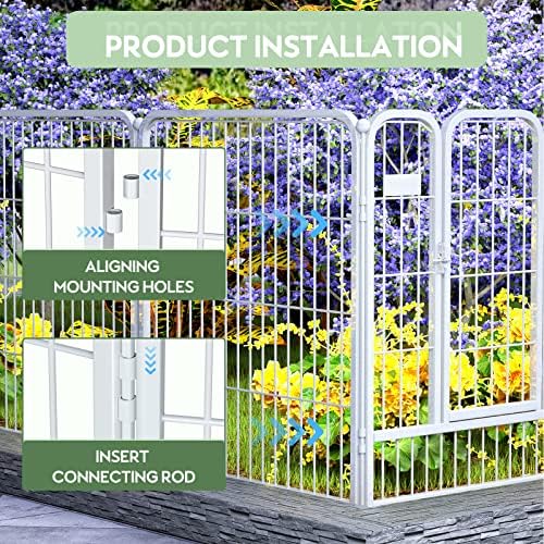 Decorative White Garden Fence 24 Pack for Pets Dogs 32in (H) x 55ft (L),Metal Wire Fencing Border Animal Barrier,Flower Bed Border for Landscape Patio Yard Outdoor, White - Image 4