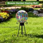 VOREEN Mosaic Garden Gazing Ball 10 Inch, Colorful Glass Outdoor Decor Sphere, Fade-Resistant Weatherproof Yard Lawn Patio Landscape Ornament Gift - Image 2