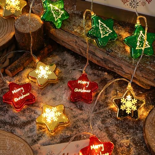 CAKERS Led Christmas String Lights|Creative Ambient Decor Fairy Lights|Hanging Copper Wire Lights|Night Lamps for Birthday Party Xmas Tree Decor,Star Shape,1.5m(4.9ft)-10LED-USB - Image 4
