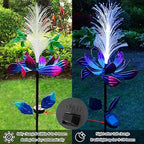 Solar Hummingbird Wind Spinners, Solar Firework Lights Garden Décor, Metal Lotus Flower Windmill Colour Changing Optical Fiber Lights Yard Decoration, Outdoor Wind Sculpture for Lawn Patio,Balcony - Image 6