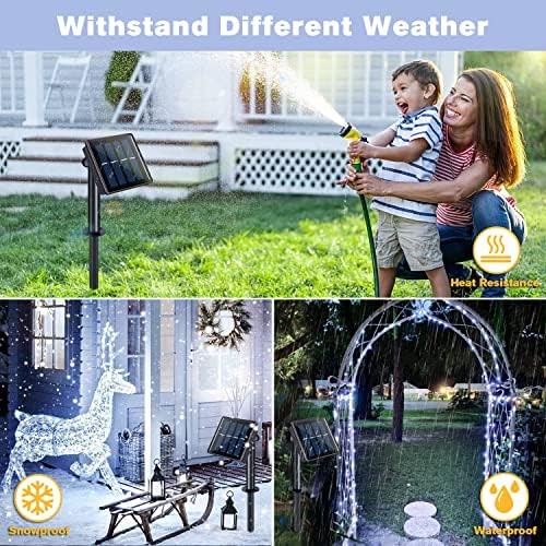 JMEXSUSS 4 Pack Solar Fairy Lights, 33ft 100LED Solar String Lights, White - Image 6
