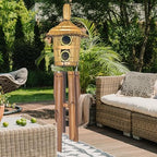 Bellaa Bamboo Wind Chimes with Bird House - 38" Handmade Japanese Style Wooden Windchime for Outdoor Garden Patio Decor - Deep Tone Musical Gift - Image 4