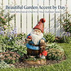 Topadorn Solar Garden Gnome Statue with Glowing Ladybug & Mushroom - Image 5