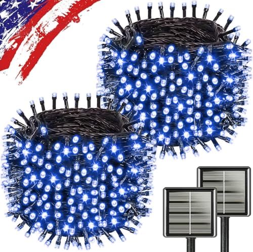KAQ 2pack 500LED Solar String Lights Outdoor Waterproof Blue by KAQ