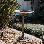 Backyard Expressions Outdoor Garden Bird Bath - Bronze - Weather Resistant Resin with Ground Stakes - 27 Inch - Image 5