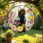 Larger 12-in Black Cat Suncatcher Stained Glass Window Hanging Sun Catcher - Image 4