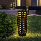 Solar Floor Lamp, Outdoor Floor Lamp Lanterns Outdoor Waterproof, Solar Powered Resin Wicker Lamp, Weather-Resistant Rattan Deck Light for Porch, Garden, Patio by OLYMSOLD
