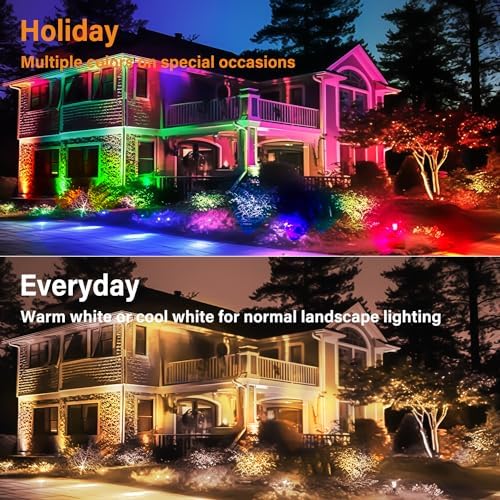 Low Voltage RGBW LED Landscape Lights Spot Lights Outdoor for Yard Garden Decor Spotlight, 12V-24V Low Voltage Landscape Lighting with 16 Color Changing and Remote IP68 Waterproof (6) - Image 5