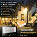 LED Flood Light Outdoor 800W Equivalent Bluetooth Smart Color Change Landscape Lighting DIY-Scene+RGB Colors+Warm White 2700K - APP & Group Control & Timing,IP66 Waterproof US 3-Plug Up Light 4Pack - Image 2
