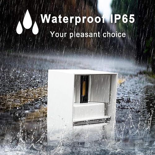 2 PCS 12W Outdoor Sconces Wall Lights LED Exterior/Interior Up and Down Lights IP65 Waterproof Modern Outdoor Lighting Fixtures Square Aluminum Exterior Wall Mount Light White 4000K Natural Lights - Image 4