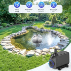 Antfraer Floating Pond Fountain with LED Lights - 40W 660GPH Pump with 3 Spray Modes, Floating Fountain 27FT Power Cord & 65.6FT Mooring Line for Garden Ponds, Waterfalls & DIY Water Features - Image 3