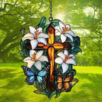 Floral Cross Acrylic Suncatcher - Image 3