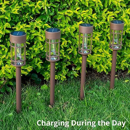 ILANCK Solar Pathway Lights Outdoor Solar Lights 8 Pack Metal & Glass Design - Waterproof Auto On/Off Bright Long-Lasting Garden Landscape Lighting Walkway Driveway - Image 3