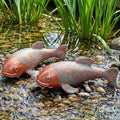 Set of 2 Antique Koi Statue - Resin Real Fish Garden Sculpture, Elegant Live Fish Pond Decor for Patio, Backyard,Unique Outdoor Ornaments by EuirostWelcometovisit