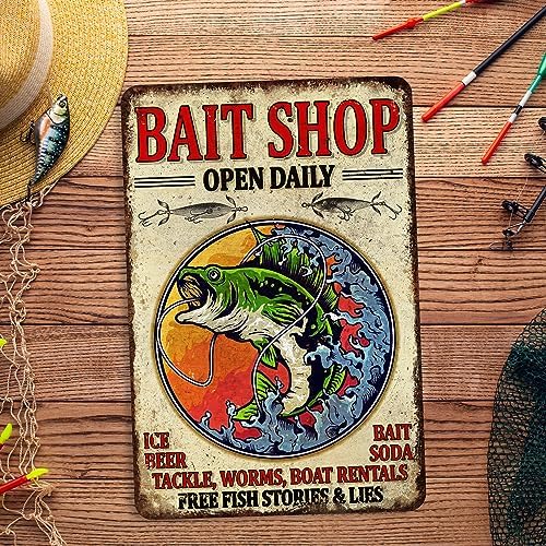Fishing Décor For Home Bait Shop Sign Open Daily Indoor/Outdoor Sign Cabin Décor Lake House Décor Garage Décor Gifts For Him Funny Fishing Sign 108122001108 - Image 3