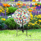 VOREEN Mosaic Glass Gazing Ball, Handmade Reflective Garden Globe for Outdoor Patio Lawn Yard Decor, 10" Multi-Colored Flower Pattern, Festive Decoration for Holiday Atmosphere - Image 4
