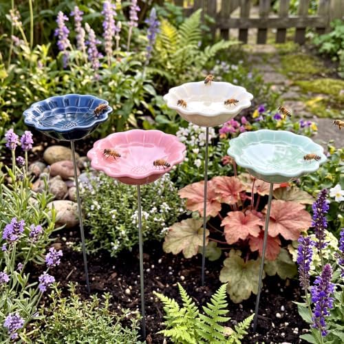 4 Pack Resin Flower Water Stations Cups Garden Stakes, Morandi, Elegant by Ferrochef