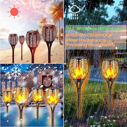 Solar Torch Lights 43" Waterproof Flickering Flames 96LED Solar Powered Landscape Decoration Lighting Auto On/Off Pathway Lights for Garden Patio Yard Christmas 4Pack - Image 5