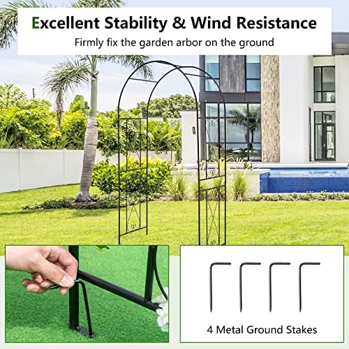 Giantex Garden Arch Trellis, 7.2FT Metal Arbor with 4 Ground Stakes - Image 7
